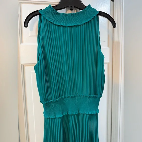 Nanette Lepore Teal Pleated Midi Dress - Picture 5 of 7